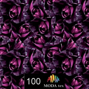 چاپ پارچه گل و گله ریز – طرح رز بنفش کد 100 | مدا تکس