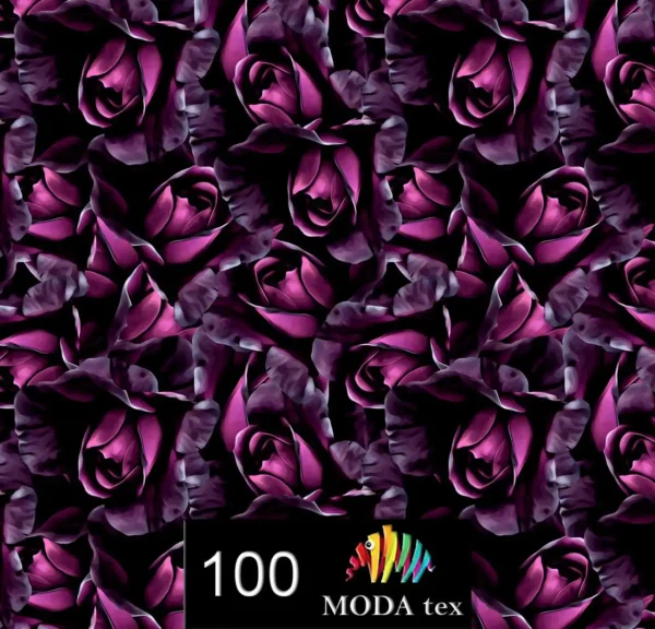 چاپ پارچه گل و گله ریز – طرح رز بنفش کد 100 | مدا تکس