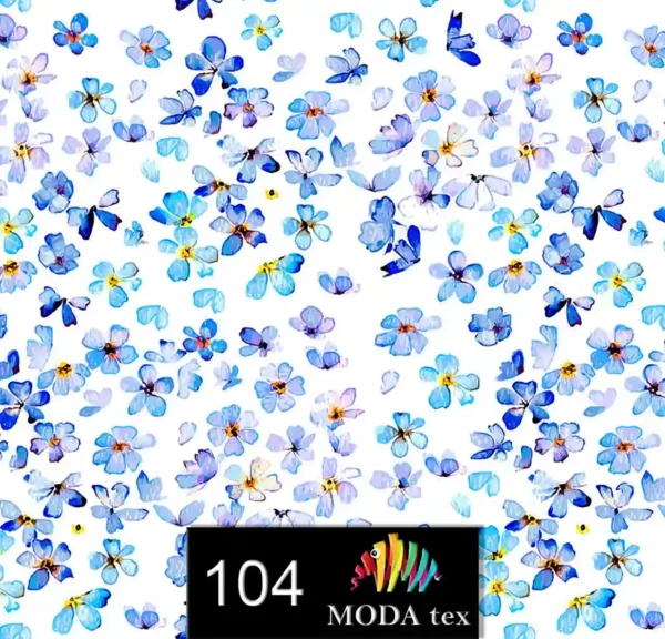 چاپ پارچه طرح گل آبی – کد ۱۰۴ - تصویر 1