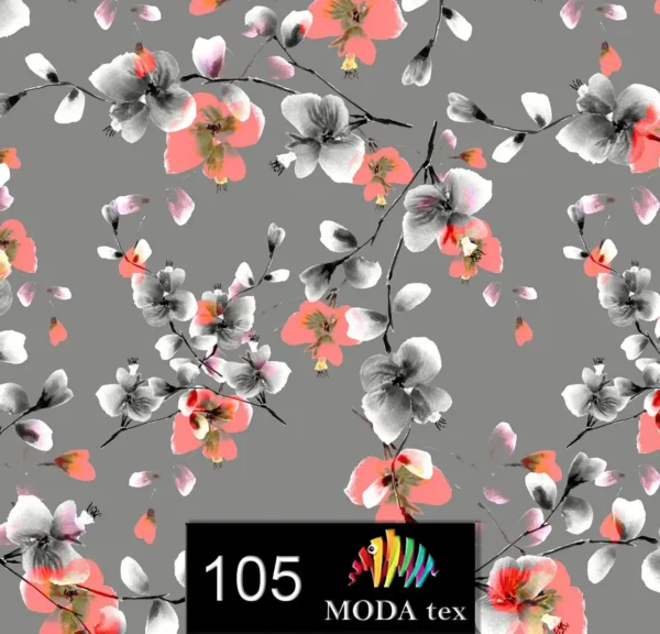 چاپ پارچه طرح شکوفه های نارنجی _ 105