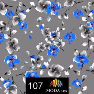 چاپ پارچه طرح شکوفه های آبی