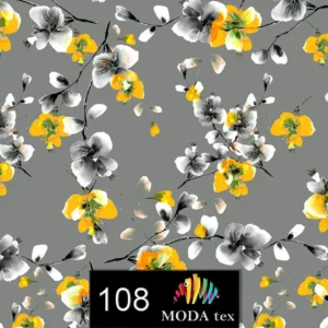 چاپ پارچه طرح شکوفه های زرد تیره _108