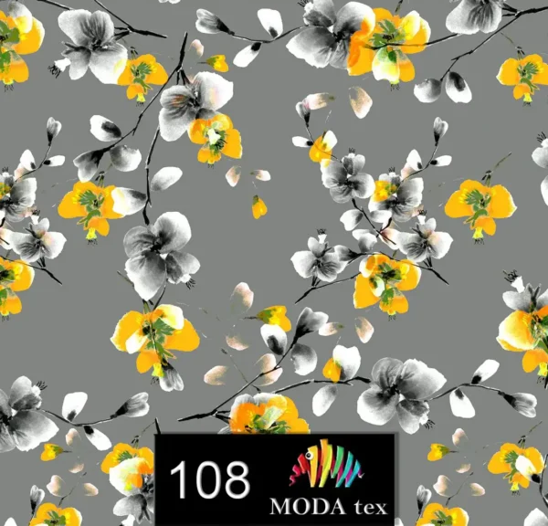 چاپ پارچه طرح شکوفه های زرد تیره _108
