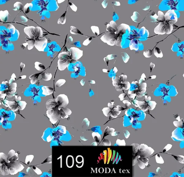 چاپ پارچه طرح شکوفه های آبی یونانی _ 109 - تصویر 1