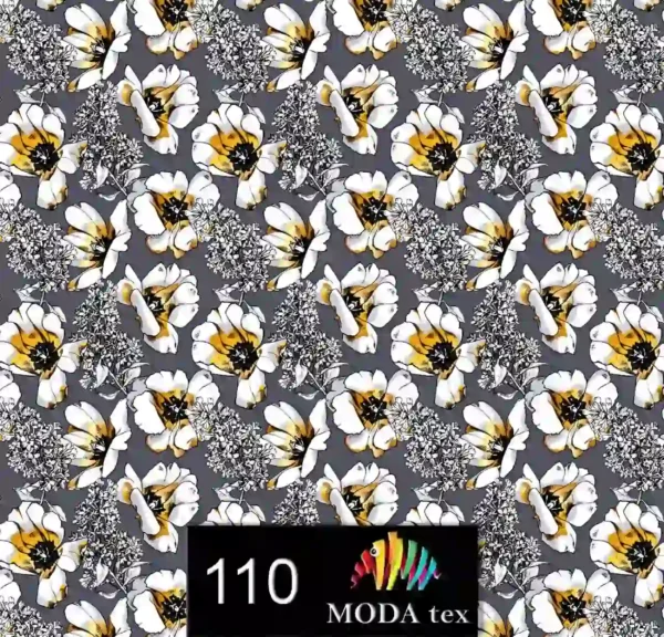 چاپ پارچه طرح گل سفید و زرد – کد ۱۱۰ - تصویر 1