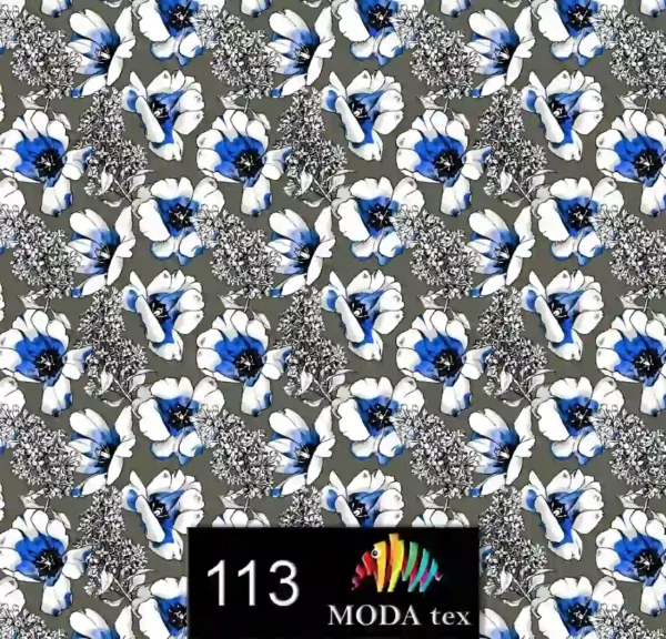 چاپ پارچه طرح گل آبی – کد 113 - تصویر 1