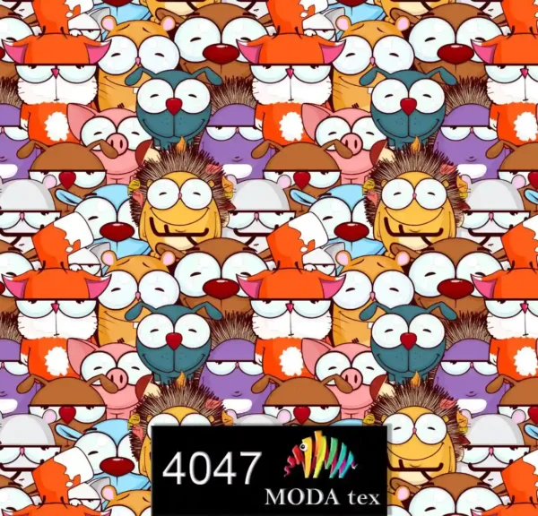 modatexprint چاپ پارچه طرح حیوانات بچگانه نارنجی